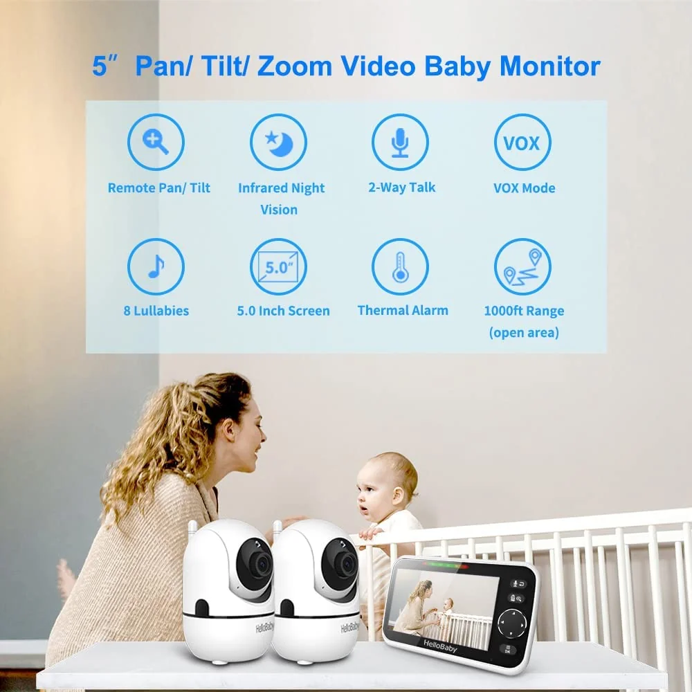 HelloBaby Video Baby Monitor with 2 Cameras